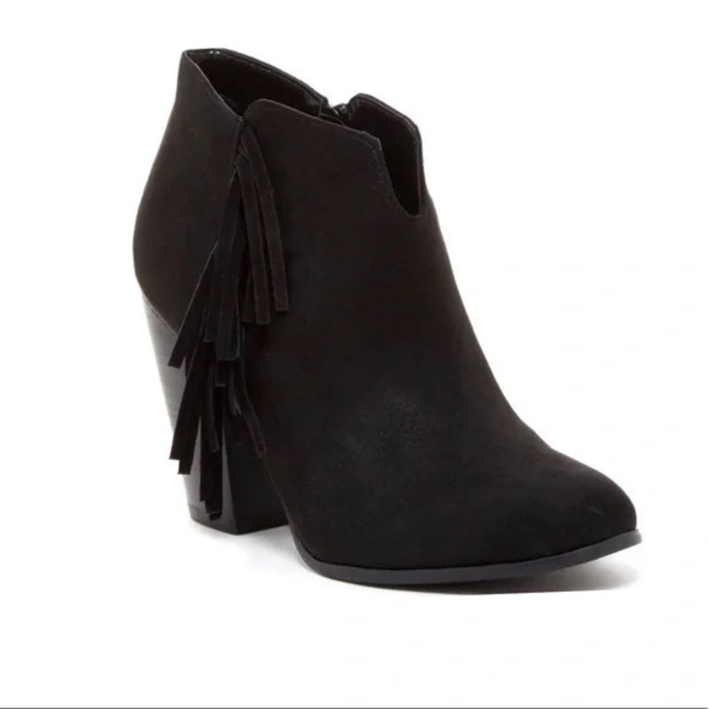 Carlos Santana black bootie with fringe Swiftie style ladies size 9.5 trendy